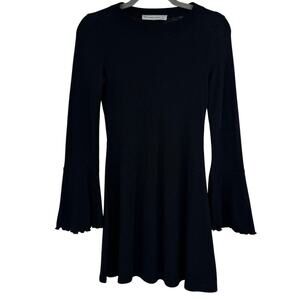 Abercrombie & Fitch Small Black Rib Knit Bell Long Sleeve Dark Academia Dress